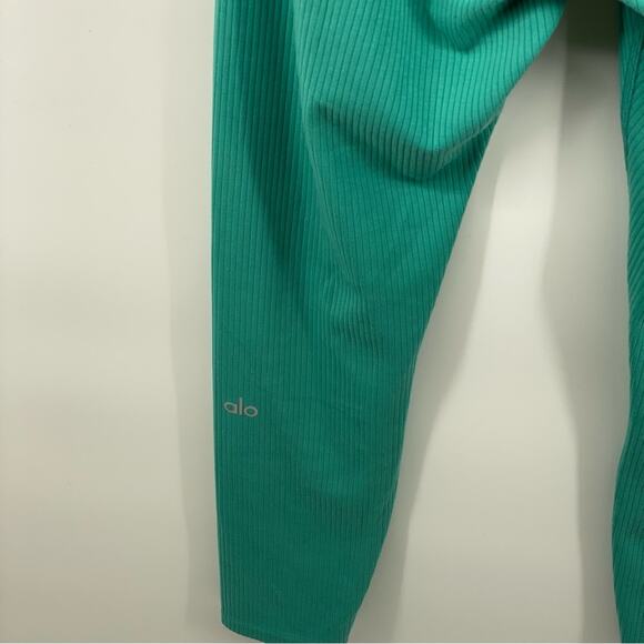 Alo Yoga Teal Blissful High-Waisted Ribbed Leggings Full Length Sz S Athleisure - Picture 6 of 10